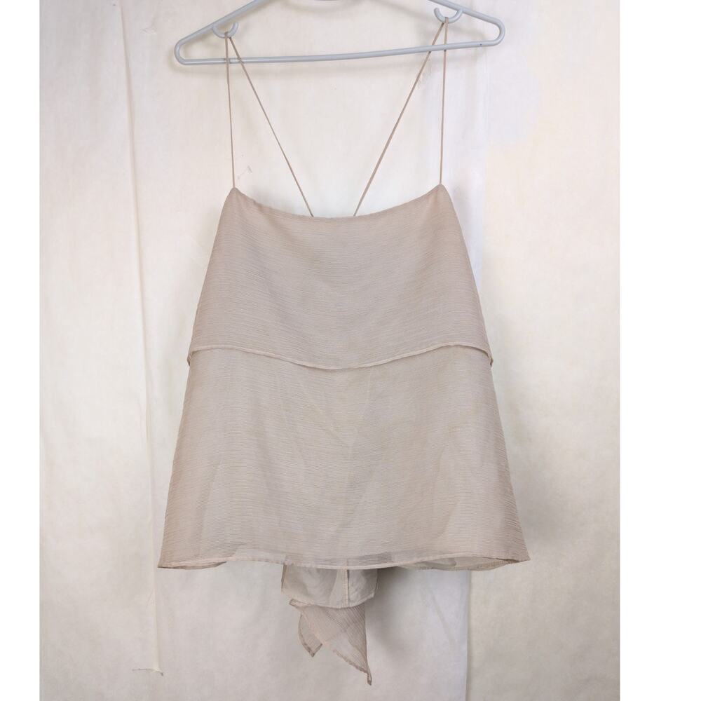 Michelle Mason sheer layered tie strap tank top Size 6 Neutral Minimal Feminine